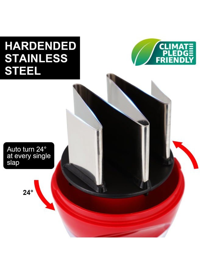 Geedel Food Chopper, Easy to Clean Manual Hand Vegetable Chopper, Dishwasher Safe Slap Onion Cutter for Veggies Onions Garlic Nuts Salads Red - Image 2