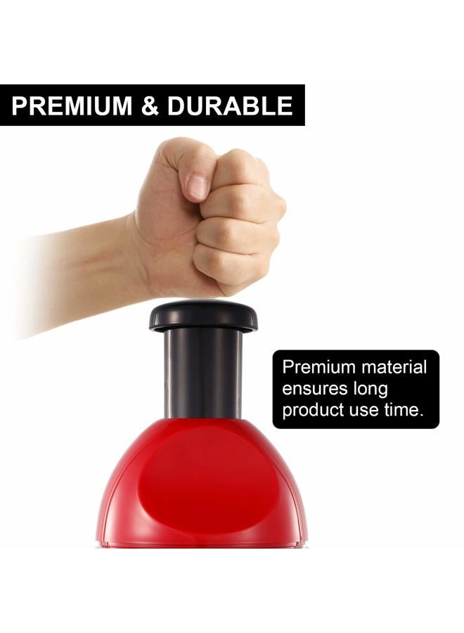 Geedel Food Chopper, Easy to Clean Manual Hand Vegetable Chopper, Dishwasher Safe Slap Onion Cutter for Veggies Onions Garlic Nuts Salads Red - Image 3