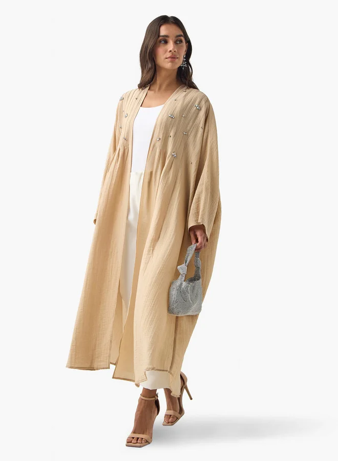 Iconic Iconic Embellished Longline Shrug with Long Sleeves