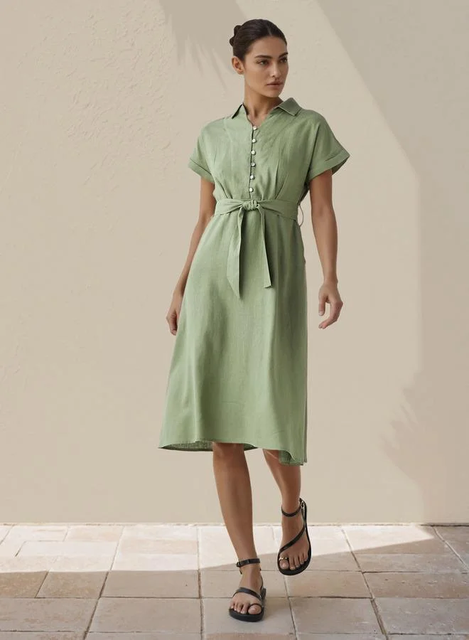 Splash FAV Shirt Knee-Length Dress with Waist Tie-Up