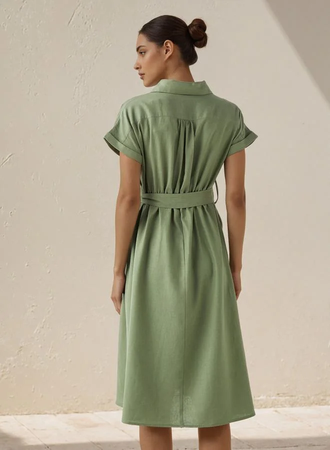 Splash FAV Shirt Knee-Length Dress with Waist Tie-Up