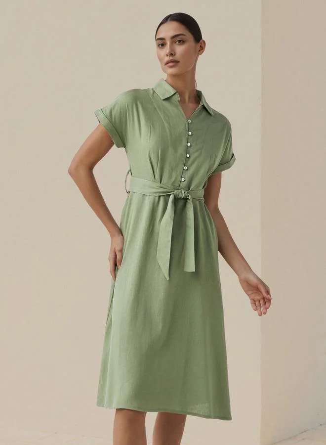 Splash FAV Shirt Knee-Length Dress with Waist Tie-Up