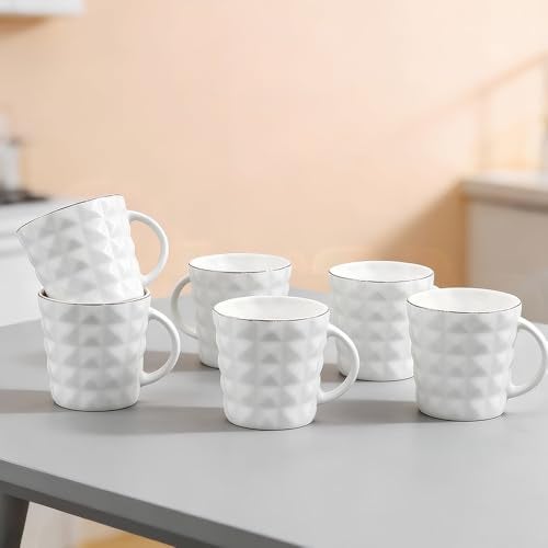 UPC U.P.C. Ceramic Tea Cups Set of 6| Microwave & Dishwasher Safe Cup Set of 6 for Tea & Coffee | Premium Coffee Mugs Set of 6 | Stylish Cups & Mugs for Home & Office with Bone-Ash Free-150ml. - Image 3
