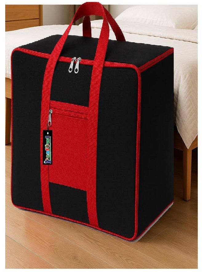 Peafowl Nylon Storage Bag, Zipper Closure, Multicolor, 56x46x28 cm, Lightweight, Foldable, Adjustable, For Clothes, Bedding, Blankets, Rectangular, 1 Piece - Image 1