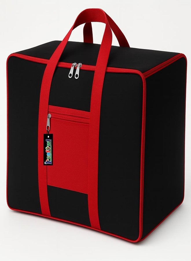 Peafowl Nylon Storage Bag, Zipper Closure, Multicolor, 56x46x28 cm, Lightweight, Foldable, Adjustable, For Clothes, Bedding, Blankets, Rectangular, 1 Piece - Image 4