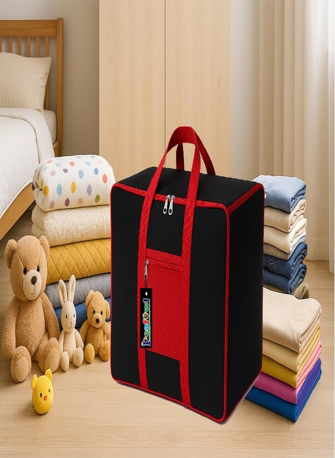 Peafowl Nylon Storage Bag, Zipper Closure, Multicolor, 56x46x28 cm, Lightweight, Foldable, Adjustable, For Clothes, Bedding, Blankets, Rectangular, 1 Piece - Image 2