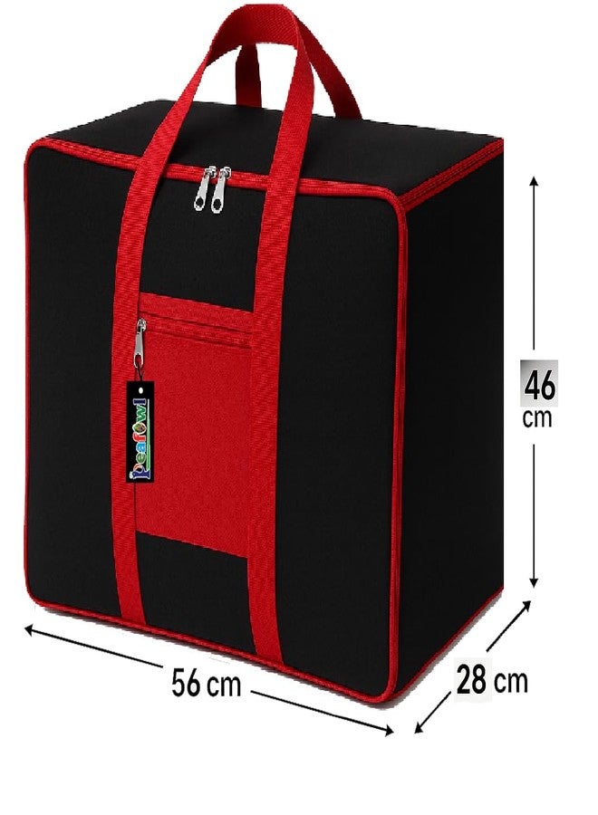 Peafowl Nylon Storage Bag, Zipper Closure, Multicolor, 56x46x28 cm, Lightweight, Foldable, Adjustable, For Clothes, Bedding, Blankets, Rectangular, 1 Piece - Image 3