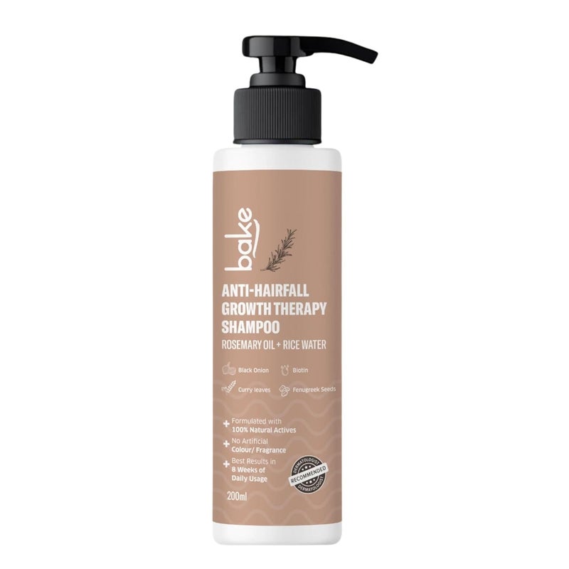 BAKE Rosemary Anti Hair Fall Shampoo for Hair Growth Hair Fall  Dandruff Control with Black Onion  Methi Dana Reduces Hair Loss  Prevents Hair Damage For Men  Women  200ml - Image 1
