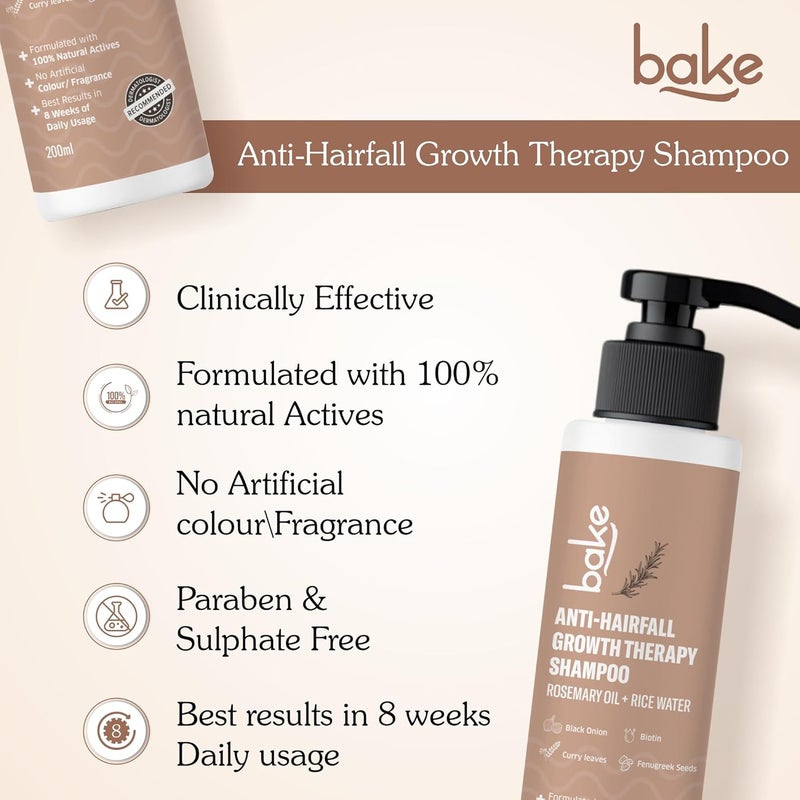 BAKE Rosemary Anti Hair Fall Shampoo for Hair Growth Hair Fall  Dandruff Control with Black Onion  Methi Dana Reduces Hair Loss  Prevents Hair Damage For Men  Women  200ml - Image 3
