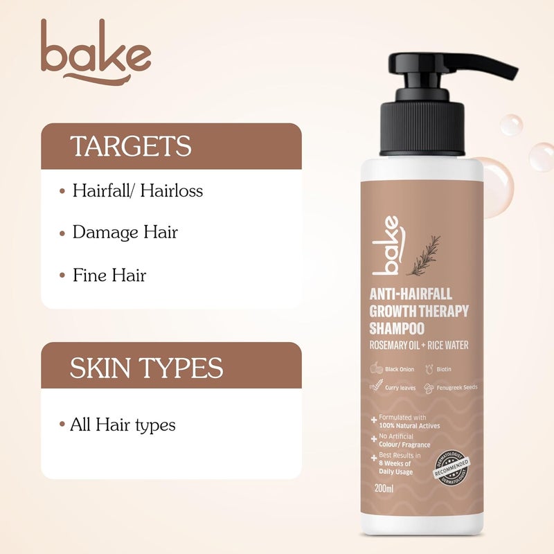 BAKE Rosemary Anti Hair Fall Shampoo for Hair Growth Hair Fall  Dandruff Control with Black Onion  Methi Dana Reduces Hair Loss  Prevents Hair Damage For Men  Women  200ml - Image 4