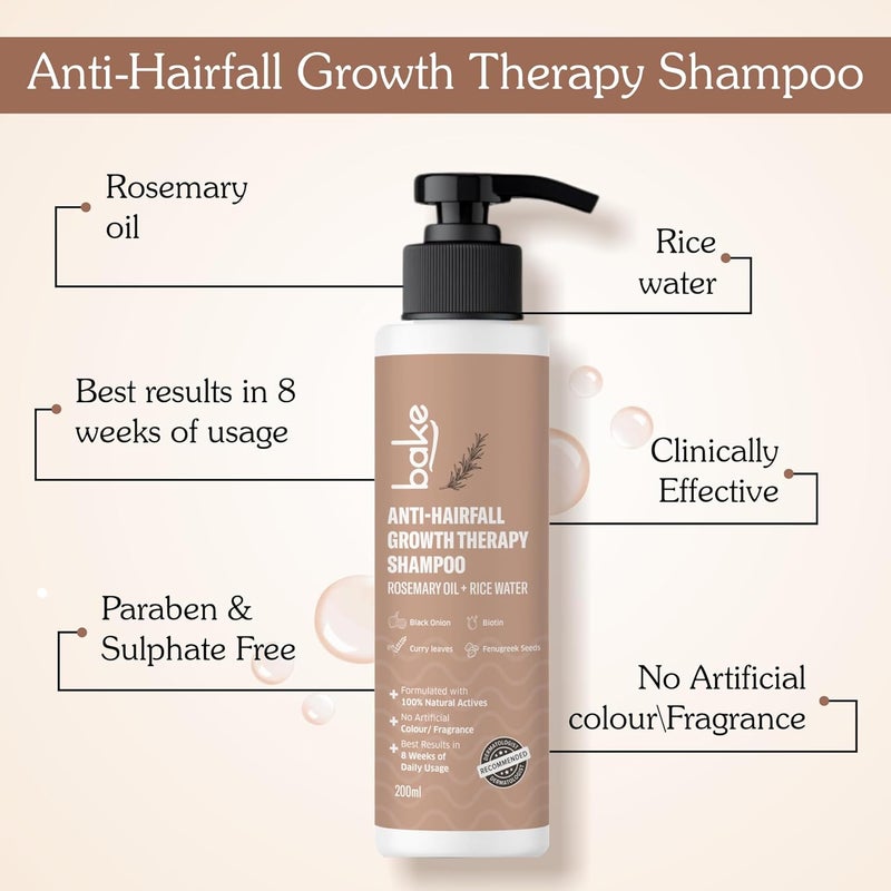 BAKE Rosemary Anti Hair Fall Shampoo for Hair Growth Hair Fall  Dandruff Control with Black Onion  Methi Dana Reduces Hair Loss  Prevents Hair Damage For Men  Women  200ml - Image 5