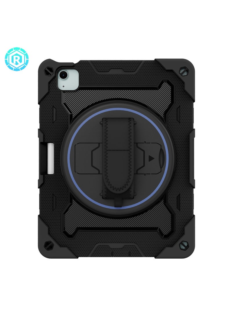 URBBKING PC + Silicone 3-Layers Combo Armor Heavy Duty Shockproof Cover with 360° Rotating Ring Stand for iPad Air 11-Inch M2 (2024) / iPad Air 11-Inch M3 (2025), Air 2024 (6th Generation) M2 11-Inch, iPad Air 5/4 (2022/2020 5th/4th Generation 10.9-Inch) Black  - Image 1