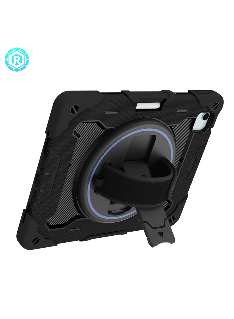 URBBKING PC + Silicone 3-Layers Combo Armor Heavy Duty Shockproof Cover with 360° Rotating Ring Stand for iPad Air 11-Inch M2 (2024) / iPad Air 11-Inch M3 (2025), Air 2024 (6th Generation) M2 11-Inch, iPad Air 5/4 (2022/2020 5th/4th Generation 10.9-Inch) Black  - Image 2