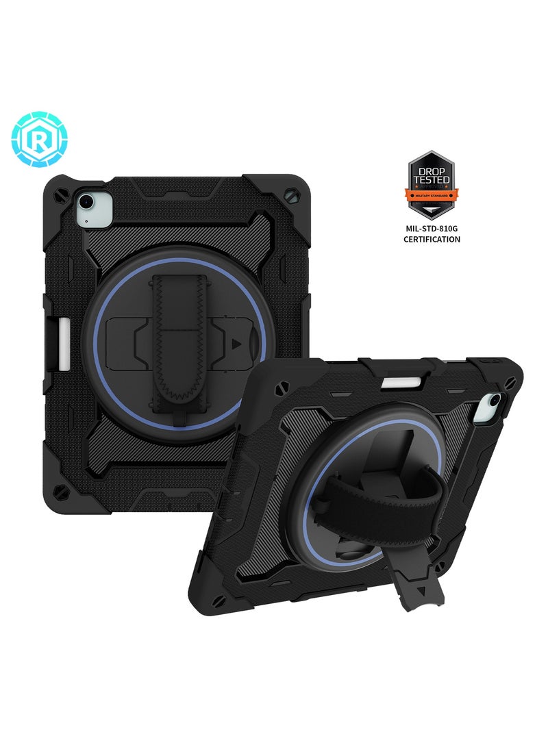 URBBKING PC + Silicone 3-Layers Combo Armor Heavy Duty Shockproof Cover with 360° Rotating Ring Stand for iPad Air 11-Inch M2 (2024) / iPad Air 11-Inch M3 (2025), Air 2024 (6th Generation) M2 11-Inch, iPad Air 5/4 (2022/2020 5th/4th Generation 10.9-Inch) Black  - Image 3