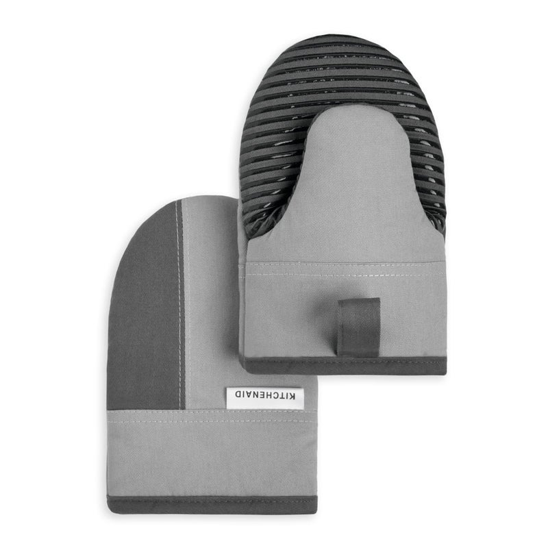 KitchenAid Beacon Two-Tone Non-Slip Mini Oven Mitt Set  Cool Grey/Frost Grey  5.5""x8""  2 Piece - Image 1