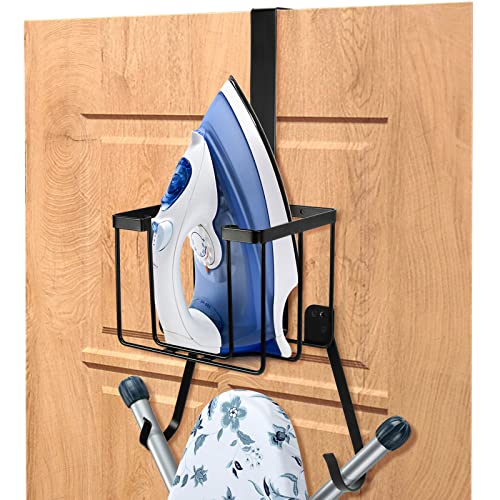 ORLESS Over The Door/Wall Mount Ironing Board Hanger, Laundry Room Iron and Ironing Caddy Board Storage Holder, Black - Image 2