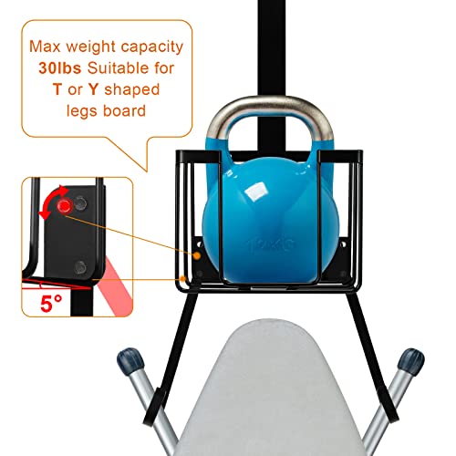 ORLESS Over The Door/Wall Mount Ironing Board Hanger, Laundry Room Iron and Ironing Caddy Board Storage Holder, Black - Image 5