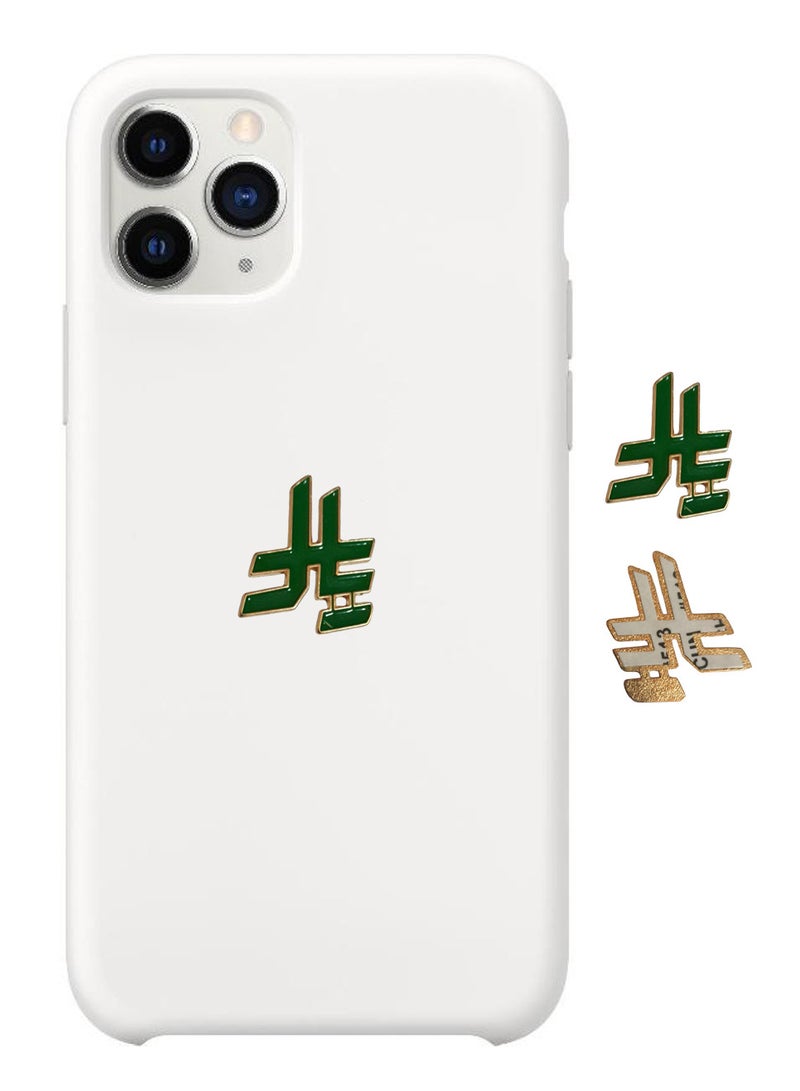 New Riyal Symbol Metal Sticker with Golden Lining for Mobile or Any Smooth Surface - Image 1