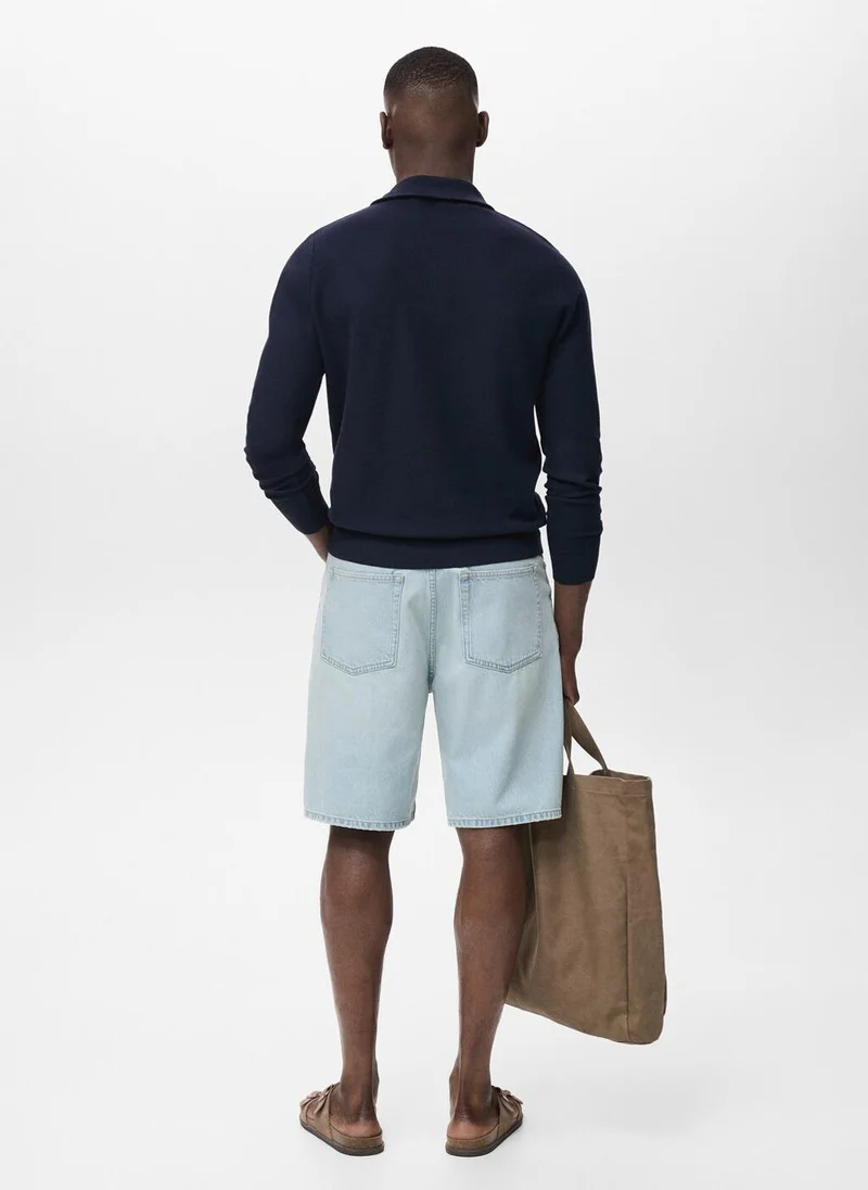 Mango Man Microstructure sweater with zipper collar