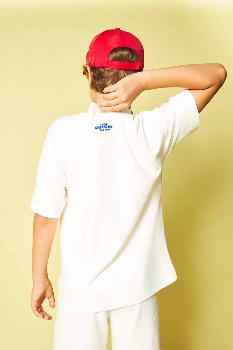 DeFacto Beige Boy Oversize Fit Printed Short Sleeve T-Shirt Casual - Image 4