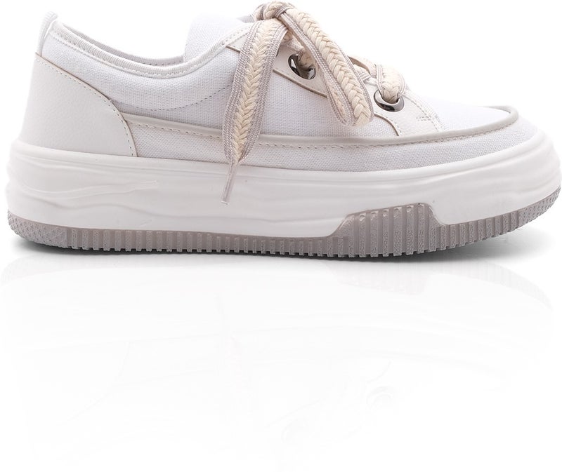 MARJIN Margin Women's High Sole Sneaker Linen Fabric Lace-Up Sports Shoes Hesna  - Image 3