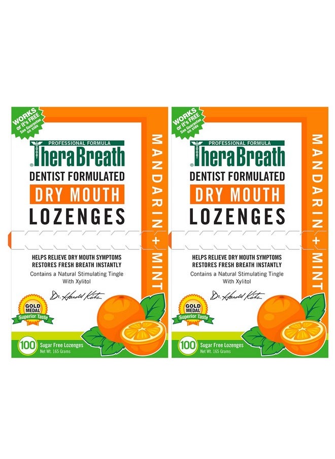 TheraBreath TheraBreath Dry Mouth Lozenges with Zinc, 100 Lozenges, Mandarin Mint, 100 Count (Pack of 2)  - Image 1