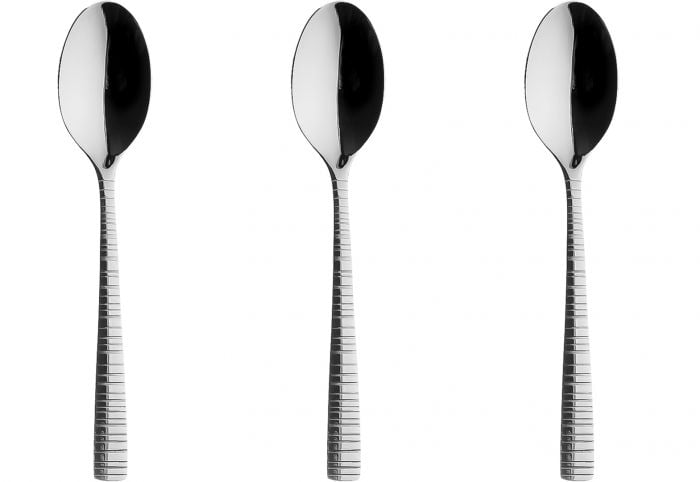 سولا طقم ملاعق حلا 3 قطع، ستانلس ستيل مقاوم للصدأ، تصميم منقوش، جودة هولندية – فضي