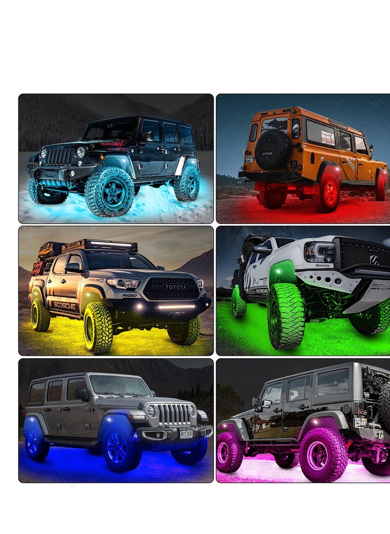 SYOSI - Waterproof RGB LED Rock Lights 4Pcs Neon Underglow Lighting Kit with APP  Wireless Remote Control, Auto Wheel Exterior Underglow Lights Under Car Lights for SUV Truck AUTO Motorcycle - Image 1