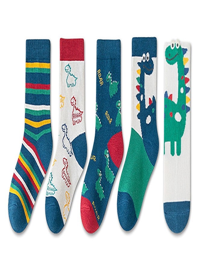 CLUZE Boys Cartoon Dinosaur Pattern Cute Cotton Blend Socks, 5 Pairs Size S - Image 3