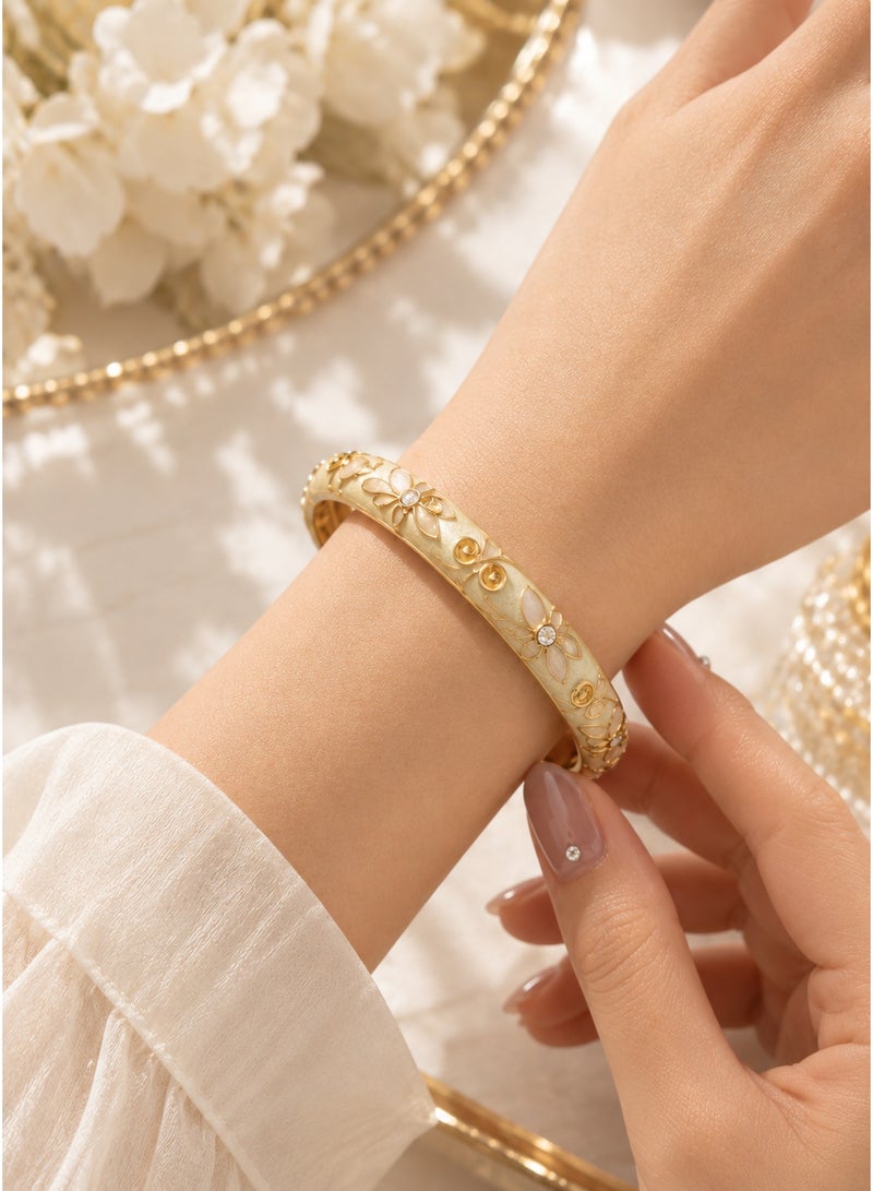 MAGNISHAN Macaron Enamel Adjustable Spring Bangle, Gold Plated Pastel Color Block Open Bracelet, Multicolor Lightweight Cuff Bracelet for Women Girls Jewelry - Image 2