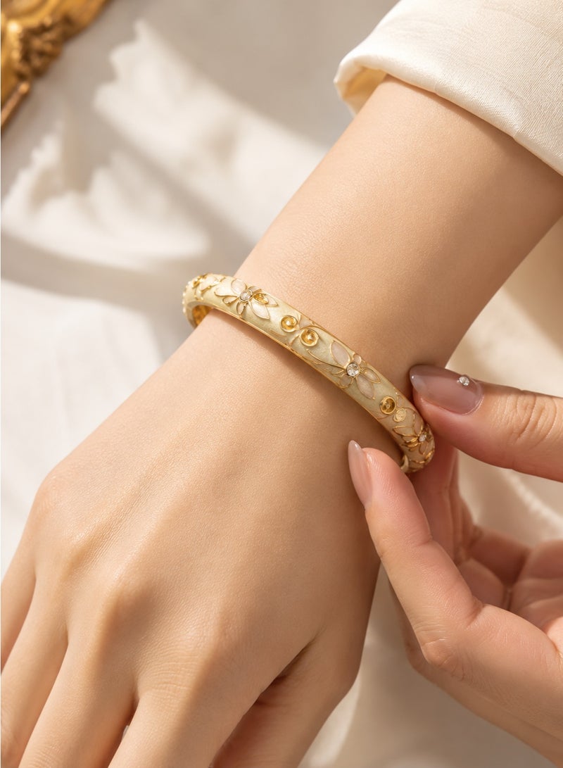 MAGNISHAN Macaron Enamel Adjustable Spring Bangle, Gold Plated Pastel Color Block Open Bracelet, Multicolor Lightweight Cuff Bracelet for Women Girls Jewelry - Image 1