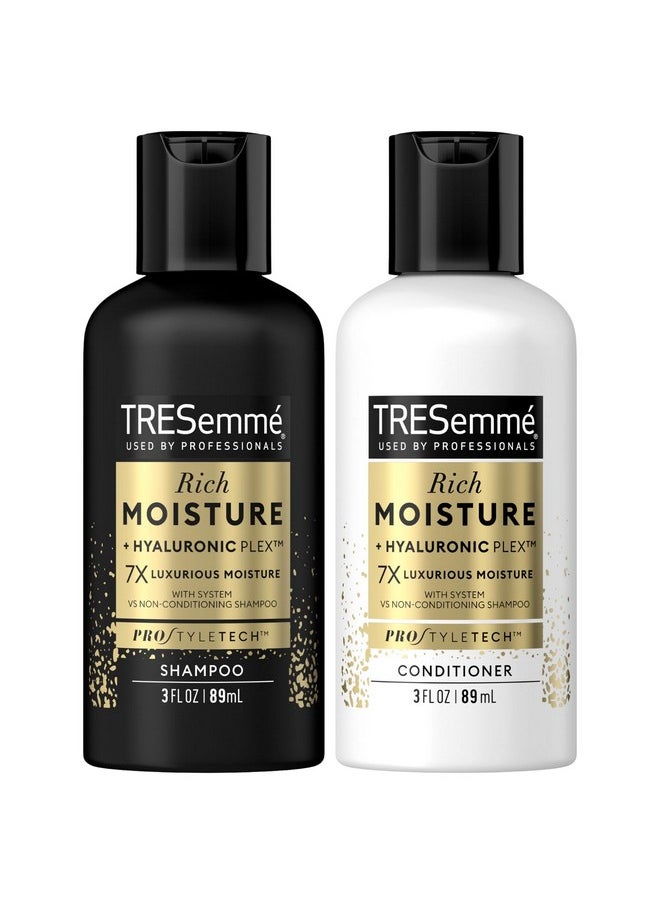 TRESemmé TRESemme Shampoo & Conditioner, Sulfate-Free, Travel Size - Moisture Rich Hair Treatment for Dry, Damaged Hair, Mini Shampoo & Conditioner for Hair Repair, Scented, 3 Oz Ea (2 Piece Set)  - Image 1