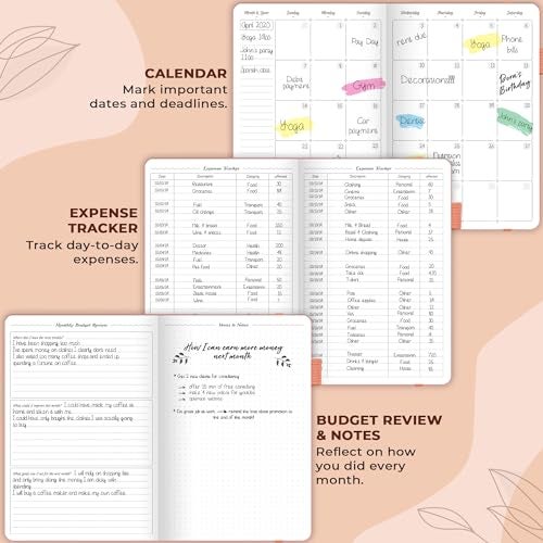GoGirl Budget Planner – Monthly Financial Planner Organizer Budget Book. Expense Tracker Notebook Journal to Control Money, A5 (Peach Pink) - Image 4