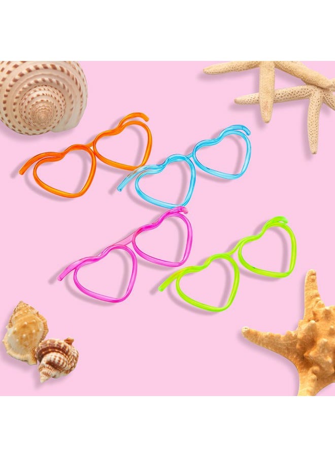 Gelme Nutri 8PCS Silly Straw Glasses, Reusable Fun Loop Drinking Straw Eye Glasses, Novelty Eyeglasses Straw for Kids Party Annual Meeting Parties Birthday (4 Colors Heart) - Image 4