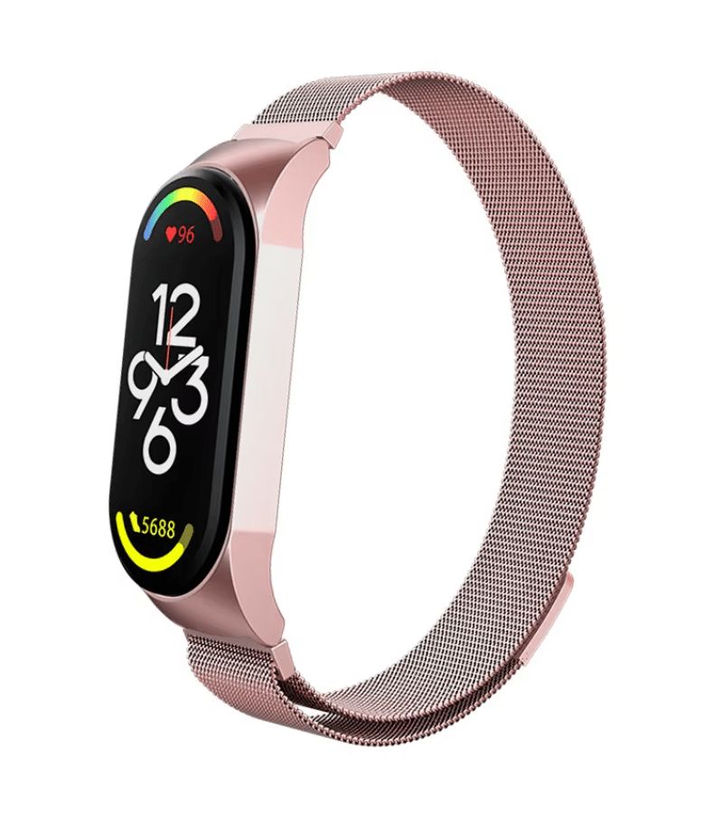 سوار من الفولاذ الأسود من ميلانو متوافق مع Mi Band 7، مع مشبك مغناطيسي، إكسسوارات الساعة الذكية - Image 1