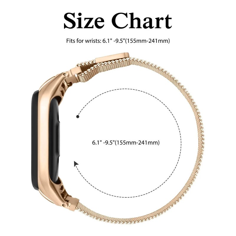 سوار من الفولاذ الأسود من ميلانو متوافق مع Mi Band 7، مع مشبك مغناطيسي، إكسسوارات الساعة الذكية - Image 5