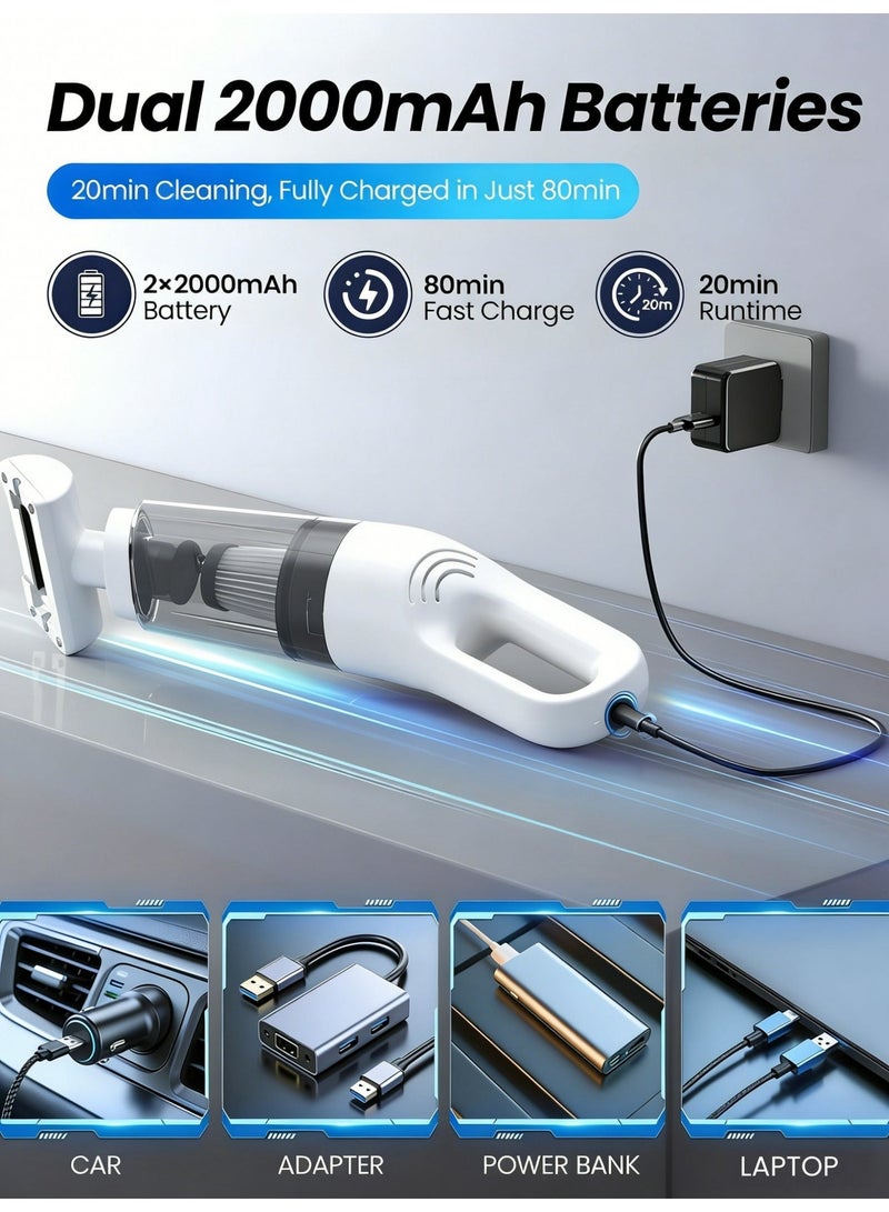 26000Pa High-Power Wireless Handheld Vacuum Cleaner – 2-in-1 Car & Home Portable Vacuum with 2000mAh Rechargeable Battery and Floor Brush - Image 3