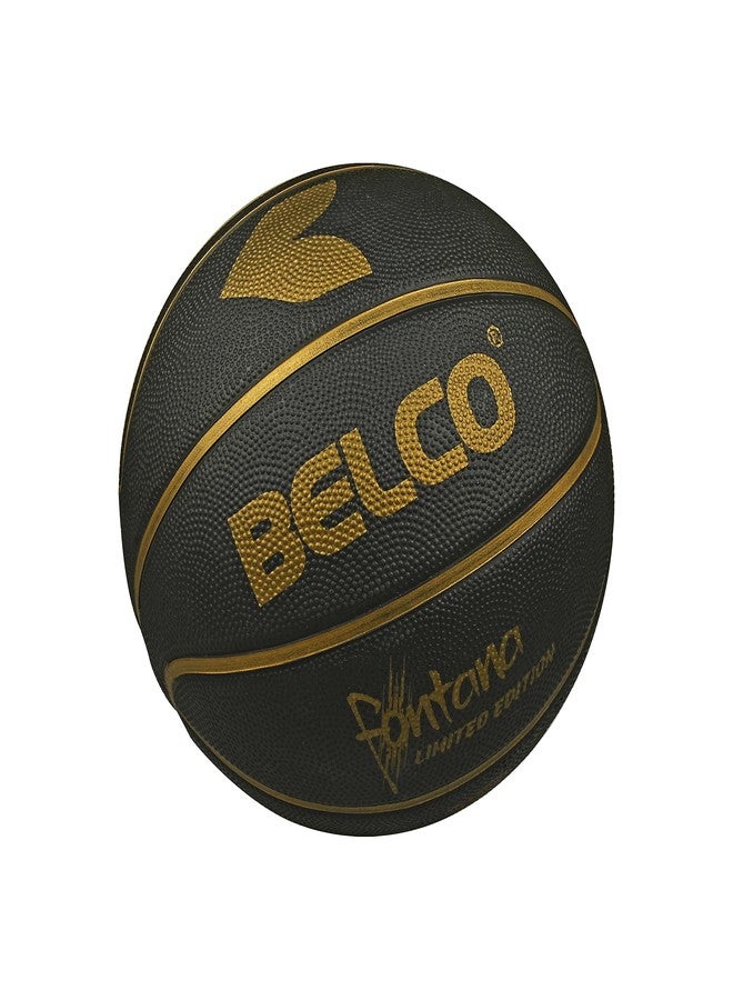 BELCO SPORTS Fontana Basketball, Size 7, Black, Rubberized, Official Match Ball, Indoor/Outdoor Use - Image 1