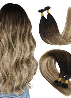 وصلات شعر YoungSee U Tip باللون البني وصلات شعر Balayage K Tip من شعر بشري حقيقي باللون البني الأشقر المتدرج وصلات شعر بشري Utip بطول 16 بوصة...