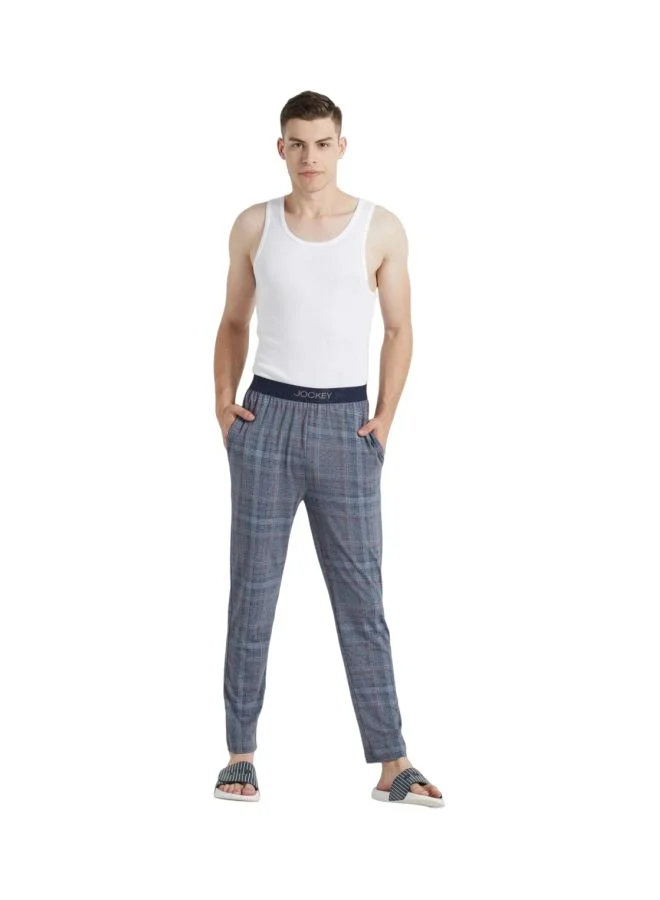 Jockey blue plaid IM03 Men Tencel Micro Modal Cotton Elastane Stretch Regular Fit Checkered Pyjama with Side Pockets for Men | Best Price UAE
