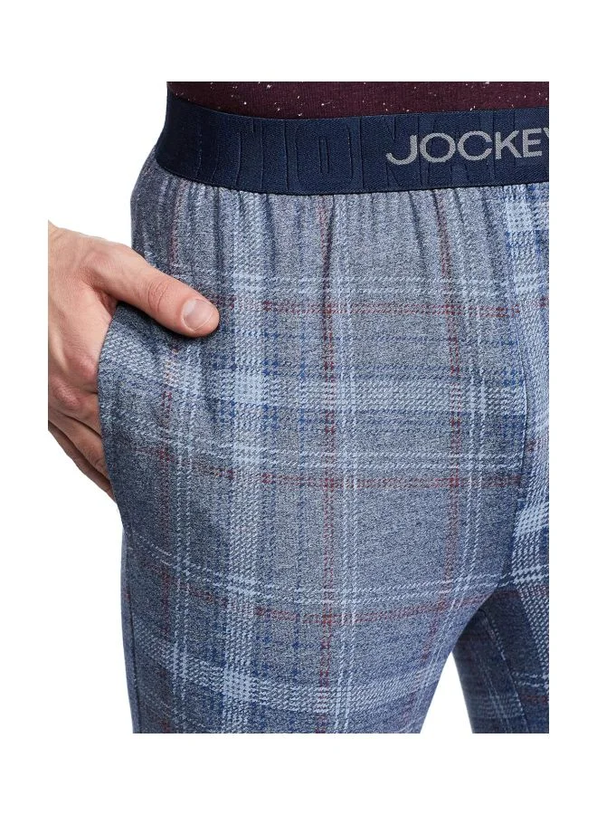Jockey blue plaid IM03 Men Tencel Micro Modal Cotton Elastane Stretch Regular Fit Checkered Pyjama with Side Pockets for Men | Best Price UAE