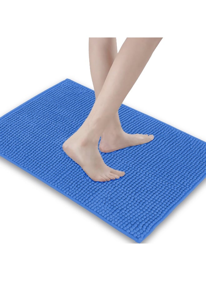 Lavish Touch Set of 2 Chenille 50 x 80 cms Non Slip Extra Soft Floor Rugs Blue - Image 2