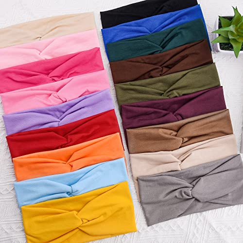 FEQO 18 Pieces Twist Headbands for Women Non-Slip Twisted Turban Stretchy Elastic Colorful Hair Bands for Workout Yoga Sports(Classic Colors) - Image 4