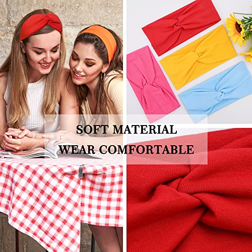 FEQO 18 Pieces Twist Headbands for Women Non-Slip Twisted Turban Stretchy Elastic Colorful Hair Bands for Workout Yoga Sports(Classic Colors) - Image 3