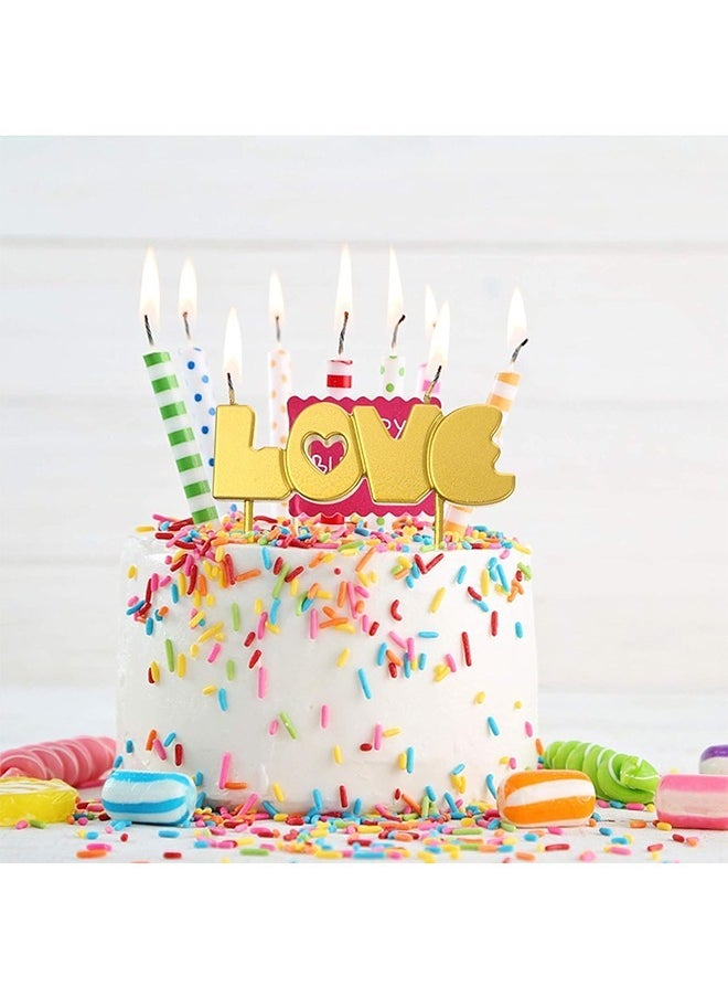 Beyond 2 Pcs LOVE Birthday Candles, Gold Powder Gradient Cake Candles, Cupcake Candles for Birthday Wedding & Lucky Party Cake Decorations (Blue+Pink)  - Image 3