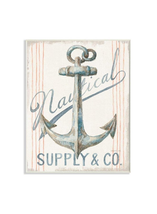 Stupell Industries Boat Anchor Sign Nautical Ocean Pastel Watercolor, Designed by Danhui NAI Art, 13 x 19, Wall Plaque - Image 1