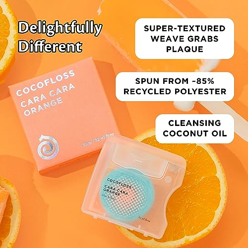 Cocofloss Woven Dental Floss, Dentist-Designed Oral Care, Orange Scent, Waxed, Expanding, Kid-Friendly String Floss with Coconut Oil, 1 Spool (33 yd) - Image 2