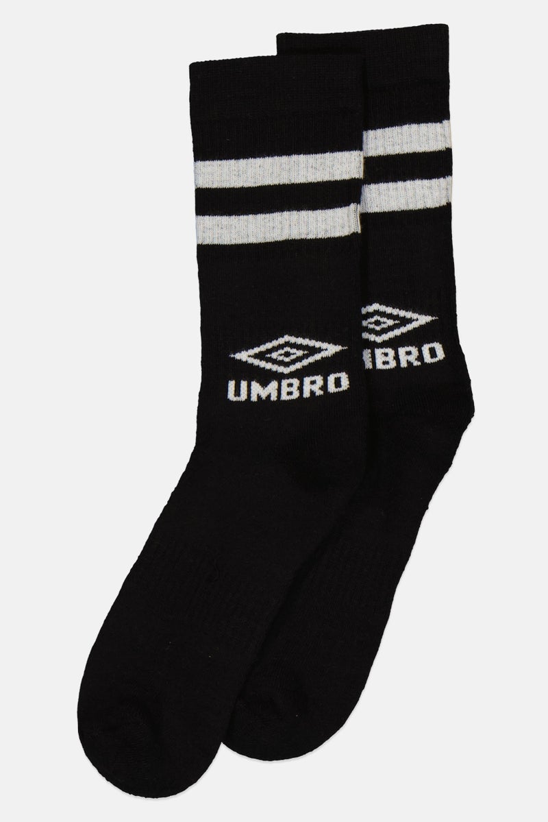 umbro Men 1 Pair Brand Logo Crew Socks, Black 