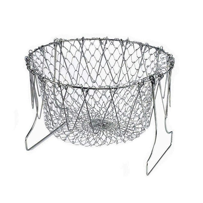 304 STAINLESS STEEL FOLDABLE STEAM RINSE STRAIN FRY BASKET STRAINER NET KITCHEN COOKING TOOL FOR FRIED FOOD OR FRUITS