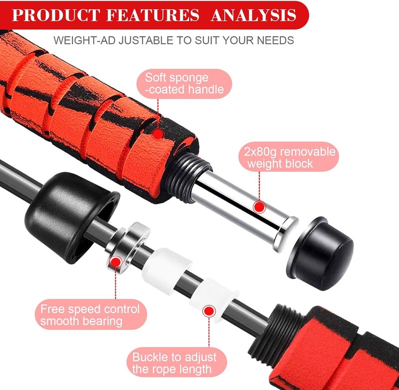 Redify Weighted Cordless Jump Rope for Fitness[Suitable for Different Ages and Levels] Ropeless Jump Rope for Boxing MMA WOD Training, BOD Rope Beachbody MBF,High Speed Rope Skipping for Narrow Space - Image 2
